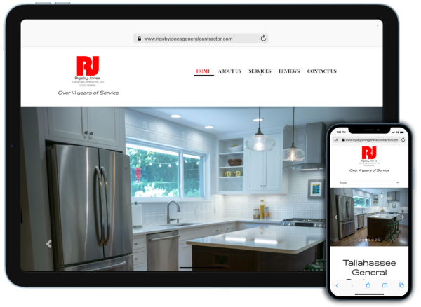 Screen capture of Rigsby Jones General Contractor - Commercial and Residential General Contractor, Tallahassee, Florida website