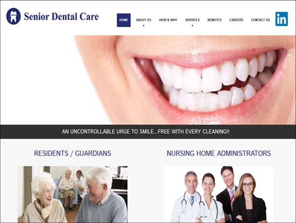 Screen capture of Senior Dental Care's website