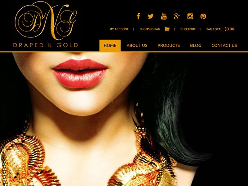 Screen capture of Draped N Gold, LLC's website
