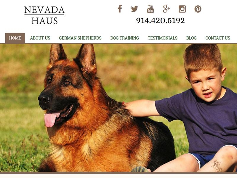 Screen capture of Nevada Haus German Shepherd Breeders's website