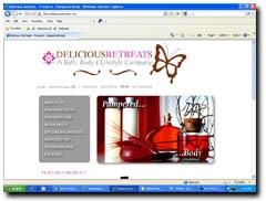 Screen capture of Delicious Retreats's website