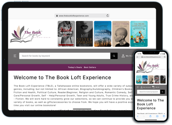 Screen capture of The Book Loft Experience - A Tallahassee Online Bookstore Specializing in Books and More website